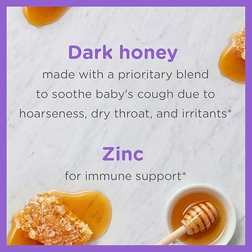 ZARBEES BABY HONEY COUGH SYRUP WITH ZINC, IMMUNE SUPPORT, GRAPE FLAVOR, 2 FL OZ, DRUG-FREE