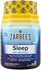 ZARBEES 3MG MELATONIN GUMMIES FOR SLEEP SUPPORT, NATURAL FRUIT FLAVOR, 60 COUNT, AGES 12