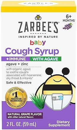 ZARBEES BABY COUGH SYRUP IMMUNE SUPPORT WITH ORGANIC AGAVE ZINC, GRAPE FLAVOR, 2 OZ