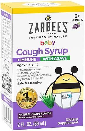 ZARBEES BABY COUGH SYRUP IMMUNE SUPPORT WITH ORGANIC AGAVE ZINC, GRAPE FLAVOR, 2 OZ