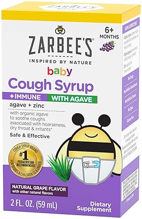 ZARBEES BABY COUGH SYRUP IMMUNE SUPPORT WITH ORGANIC AGAVE ZINC, GRAPE FLAVOR, 2 OZ
