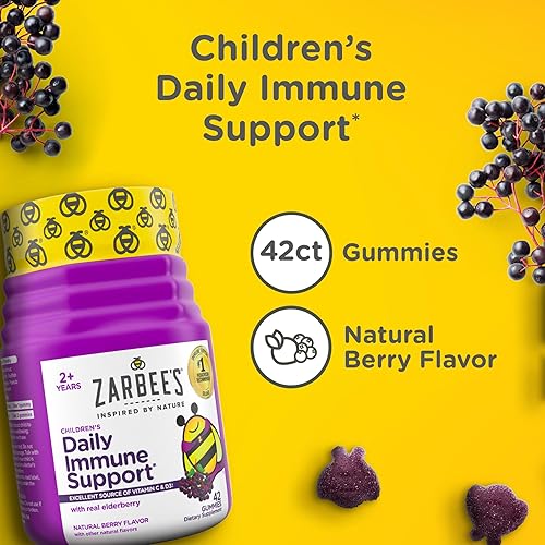 ZARBEE S KIDS ELDERBERRY GUMMIES WITH VITAMINS A, C, D3, E ZINC IMMUNE SUPPORT, 42 CT