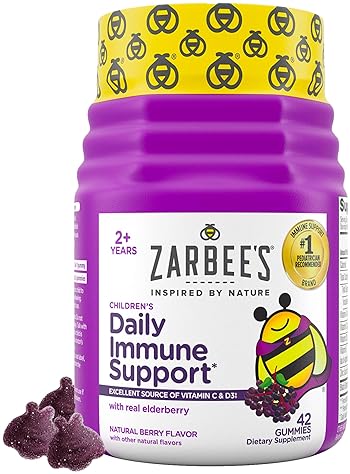 ZARBEE S KIDS ELDERBERRY GUMMIES WITH VITAMINS A, C, D3, E ZINC IMMUNE SUPPORT, 42 CT