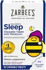 ZARBEE S KIDS MELATONIN 1MG CHEWABLE SLEEP AID, NATURAL GRAPE, NON-HABIT, GLUTEN-FREE, 50 CT