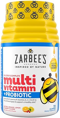 ZARBEES KIDS DAILY MULTIVITAMIN PROBIOTIC GUMMIES WITH A, B, C, D, E ZINC 70 COUNT