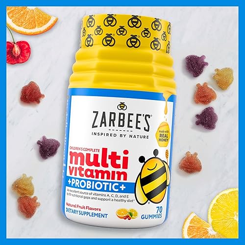 ZARBEES KIDS DAILY MULTIVITAMIN PROBIOTIC GUMMIES WITH A, B, C, D, E ZINC 70 COUNT