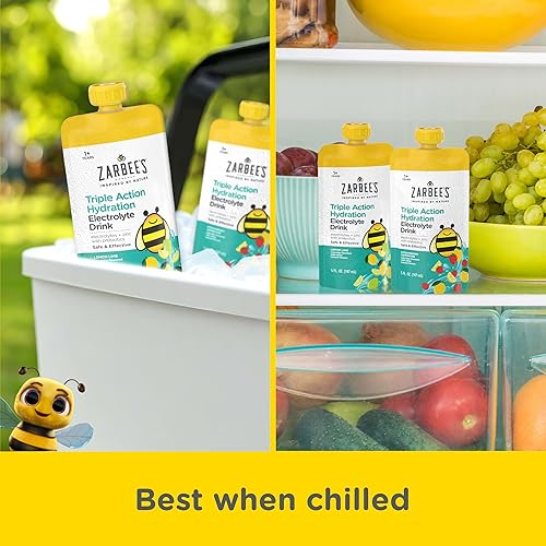 ZARBEES KIDS ELECTROLYTE DRINK, LOW SUGAR WITH PREBIOTICS ZINC, STRAWBERRY LEMONADE LEMON LIME, 12X5