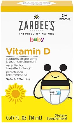 ZARBEES INFANT VITAMIN D DROPS 400IU, BABY TODDLER SUPPLEMENT WITH DROPPER, 0.47 FL OZ