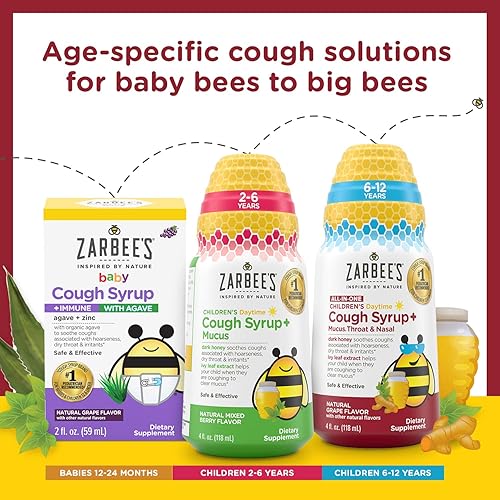 ZARBEES KIDS HONEY COUGH SYRUP 2-PACK DAY NIGHT, NATURAL MUCUS RELIEF, 6-12 YEARS, 8 OZ