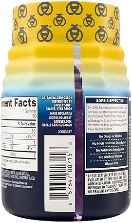 ZARBEES MELATONIN GUMMIES 3MG SLEEP AID FOR ADULTS 12 , NATURAL FRUIT FLAVOR, 60 COUNT