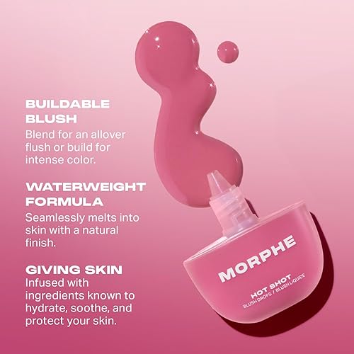 MORPHE HOT SHOT BLUSH DROPS - HYDRATING LIQUID BLUSH WITH NIACINAMIDE, ANTIOXIDANTS, 0.5OZ