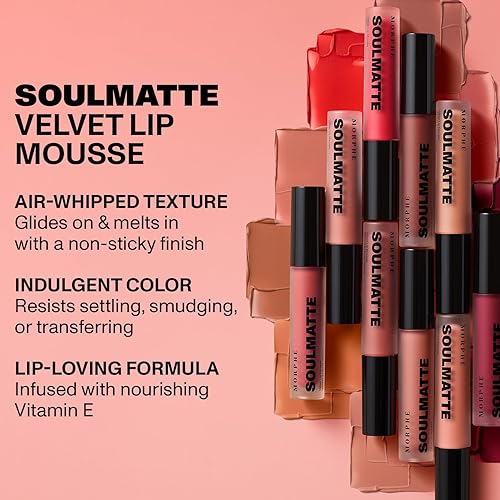 MORPHE SOULMATTE VELVET LIP MOUSSE MY BOO LONG-LASTING MATTE LIPSTICK WITH VITAMIN E, 0.13OZ