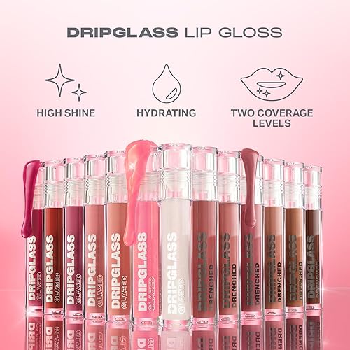 MORPHE DRIPGLASS LIP GLOSS GLINT OF PINK HIGH SHINE, NONSTICKY, SQUALANE VITAMIN E, 0.13OZ