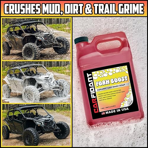 CARFIDANT FOAM BOOST OFF-ROAD ATV WASH SOAP HEAVY DUTY PH-BALANCED CLEANER FOR TRUCKS UTVS, 64OZ
