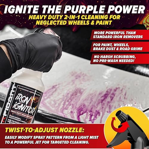 CARFIDANT IRON IGNITOR 16OZ - COLOR-CHANGING IRON REMOVER WHEEL CLEANER FOR BRAKE DUST RUST