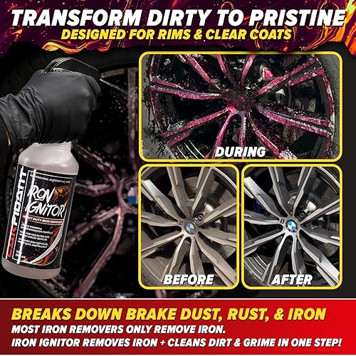 CARFIDANT IRON IGNITOR 16OZ - COLOR-CHANGING IRON REMOVER WHEEL CLEANER FOR BRAKE DUST RUST