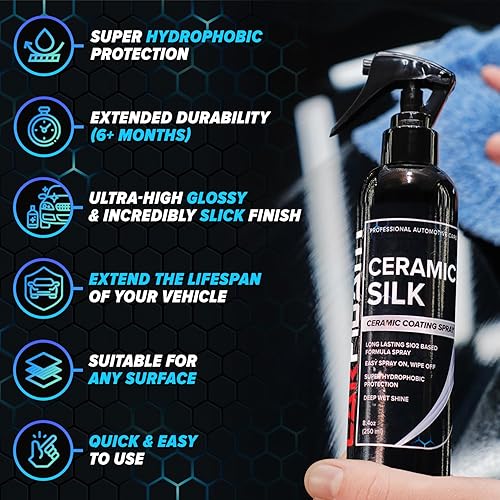 CARFIDANT CERAMIC SILK SPRAY HIGH GLOSS CERAMIC COATING FOR CARS, RVS BOATS, 8 OZ