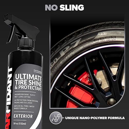 CARFIDANT ULTIMATE TIRE SHINE GALLON - BLACK SATIN, NON-GREASY, LONG-LASTING TIRE DRESSING