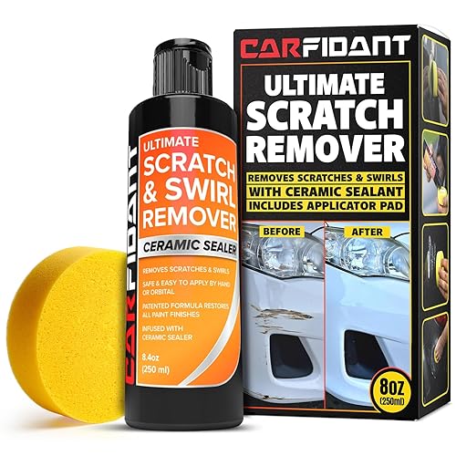 CARFIDANT SCRATCH REMOVER SWIRL ELIMINATOR KIT WITH BUFFER PAD CAR PAINT REPAIR 8.4OZ