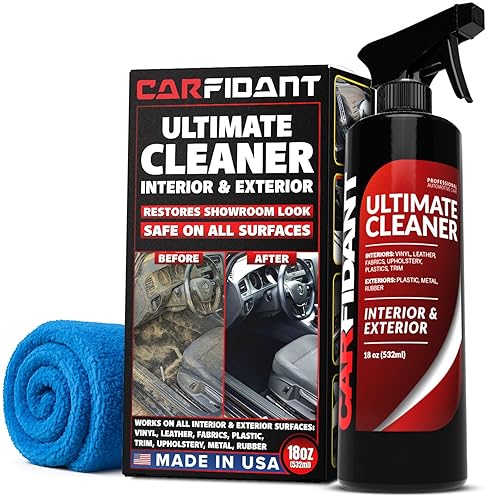 CARFIDANT CAR INTERIOR CLEANER SPRAY 18OZ DEEP CLEAN LEATHER, FABRIC, VINYL PLASTIC SEATS