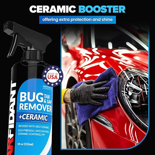 CARFIDANT BUG REMOVER SPRAY 18OZ WITH SPONGE SAFE ON PAINT, GLASS, METAL REMOVES BUG BIRD STAINS