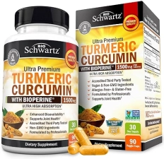 BIOSCHWARTZ TURMERIC CURCUMIN 1500MG WITH BLACK PEPPER EXTRACT - HIGH ABSORPTION JOINT SUPPORT CAPSULES