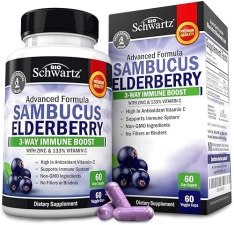 BIOSCHWARTZ ELDERBERRY CAPSULES WITH ZINC VITAMIN C - IMMUNE SUPPORT SUPPLEMENT FOR ADULTS, 60 COUNT