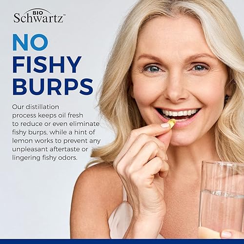 BIOSCHWARTZ TRIPLE STRENGTH OMEGA-3 FISH OIL 2250MG EPA DHA, BURPLESS LEMON, GLUTEN-FREE, 90 SOFTGELS