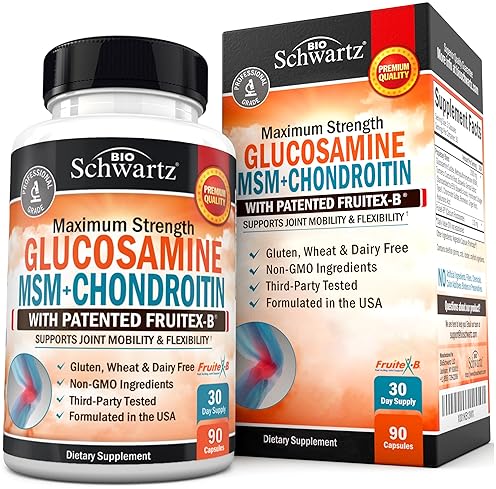 BIOSCHWARTZ GLUCOSAMINE CHONDROITIN MSM JOINT SUPPORT WITH COLLAGEN, TURMERIC, HYALURONIC ACID - 90 CAPS