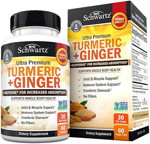 BIOSCHWARTZ TURMERIC CURCUMIN 95 WITH GINGER BIOPERINE JOINT SUPPORT SUPPLEMENT, GLUTEN-FREE, 60 CAPS