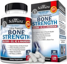 BIOSCHWARTZ BONE STRENGTH SUPPLEMENT WITH CALCIUM, MAGNESIUM, ZINC, D3 K2 1 MONTH, NON-CONSTIPATING