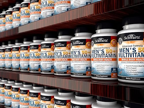 BIOSCHWARTZ MENS 50 MULTIVITAMIN WITH ZINC, A, B, C, D3, E HEART, BRAIN WHOLE BODY SUPPORT 60 CT