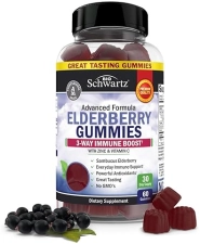 BIOSCHWARTZ ELDERBERRY GUMMIES WITH ZINC VITAMIN C IMMUNE SUPPORT, VEGAN, NON-GMO, 60 CT
