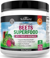 BIOSCHWARTZ ORGANIC BEET ROOT POWDER SUPPLEMENT WITH VITAMIN C ANTIOXIDANTS 30 SERVINGS, ENERGY BOOST