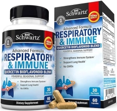 BIOSCHWARTZ LUNG SUPPORT SUPPLEMENT WITH QUERCETIN, VITAMIN D CORDYCEPS RESPIRATORY HEALTH VITAMINS, 60 CAPS
