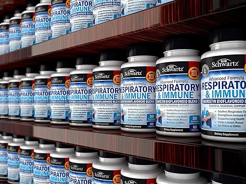 BIOSCHWARTZ LUNG SUPPORT SUPPLEMENT WITH QUERCETIN, VITAMIN D CORDYCEPS RESPIRATORY HEALTH VITAMINS, 60 CAPS