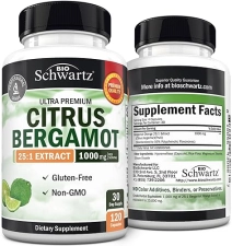 BIOSCHWARTZ CITRUS BERGAMOT 1000MG SUPPLEMENT FOR CHOLESTEROL HEART HEALTH VEGAN, NON-GMO, 120 CAPS