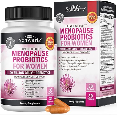 BIOSCHWARTZ MENOPAUSE PROBIOTICS FOR WOMEN 40B CFU - SUPPORT HOT FLASHES, MOOD, BALANCE - 30 CAPS