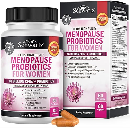 BIOSCHWARTZ MENOPAUSE PROBIOTICS FOR WOMEN 40 BILLION CFU SUPPORT HOT FLASHES, MOOD, BALANCE 60 CAPS