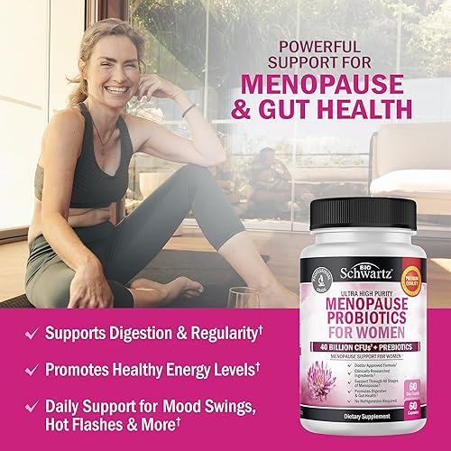 BIOSCHWARTZ MENOPAUSE PROBIOTICS FOR WOMEN 40 BILLION CFU SUPPORT HOT FLASHES, MOOD, BALANCE 60 CAPS