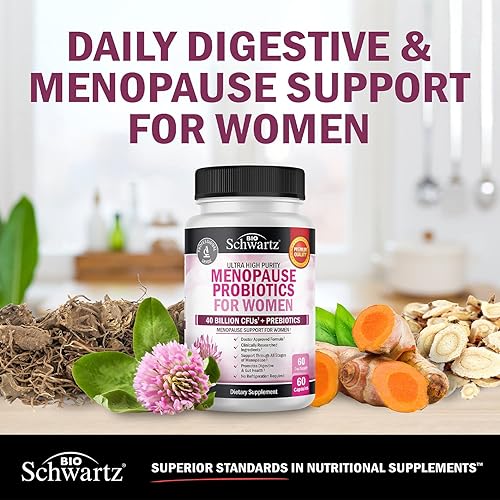 BIOSCHWARTZ MENOPAUSE PROBIOTICS FOR WOMEN 40 BILLION CFU SUPPORT HOT FLASHES, MOOD, BALANCE 60 CAPS