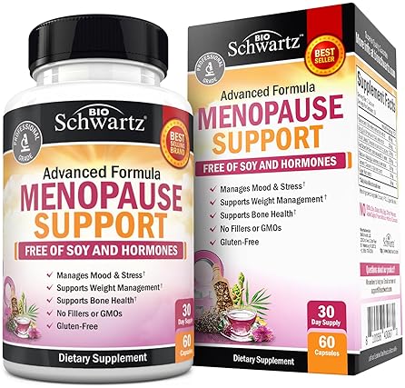 BIOSCHWARTZ MENOPAUSE SUPPORT SUPPLEMENT FOR WOMEN WITH MILK THISTLE, CHASTEBERRY HERBAL BLEND 60 VEG CAPSULES