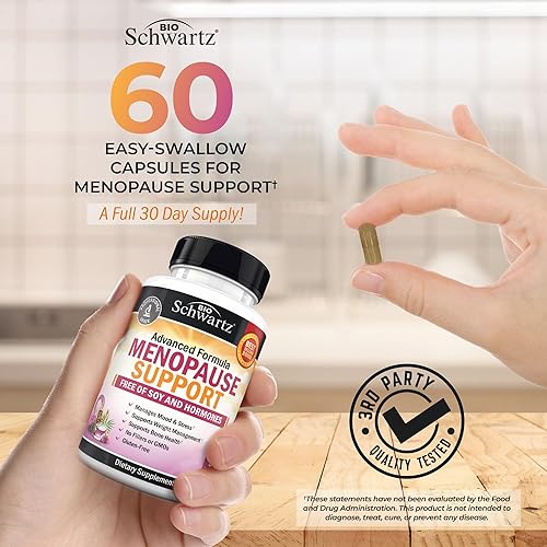 BIOSCHWARTZ MENOPAUSE SUPPORT SUPPLEMENT FOR WOMEN WITH MILK THISTLE, CHASTEBERRY HERBAL BLEND 60 VEG CAPSULES