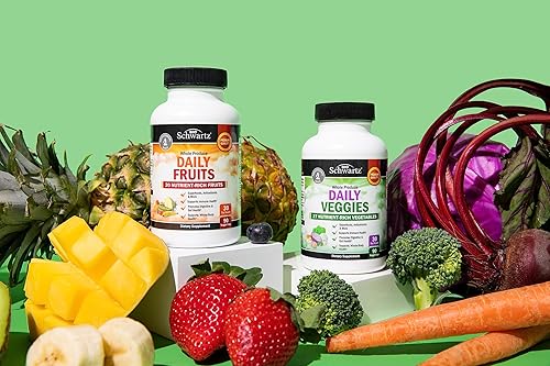 BIOSCHWARTZ DAILY FRUITS VEGGIES SUPPLEMENT FOR MEN WOMEN 47 WHOLE FOODS, VITAMINS MINERALS, 360 CAPS