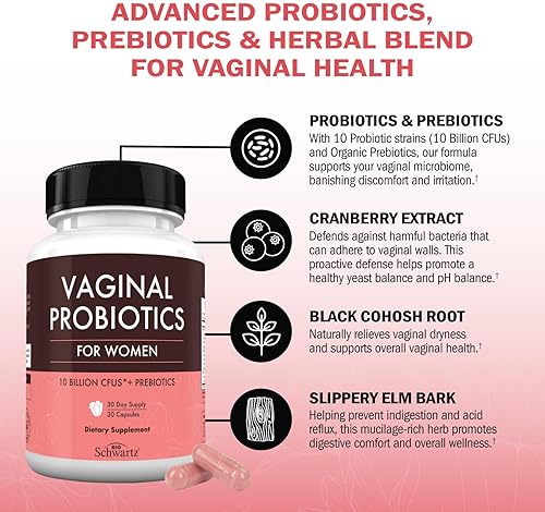 BIOSCHWARTZ WOMENS VAGINAL PROBIOTICS WITH PREBIOTICS LACTOBACILLUS CRISPATUS - 30 CAPSULES