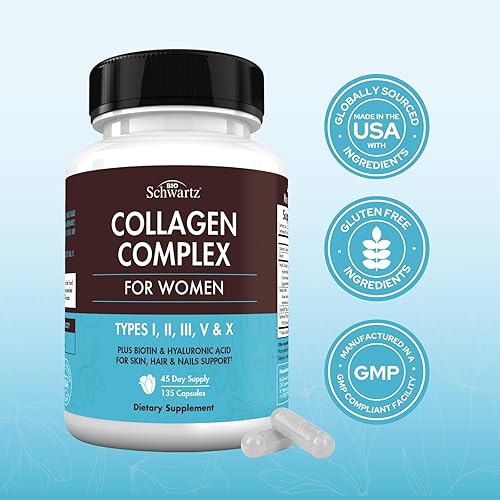 BIOSCHWARTZ MULTI COLLAGEN CAPSULES WITH VITAMIN C, BIOTIN HYALURONIC ACID 135CT