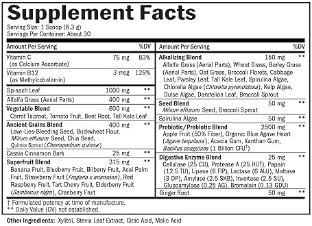 BIOSCHWARTZ SUPER GREENS POWDER WITH PROBIOTICS, PREBIOTICS 43 SUPERFOODS 30 SERVINGS, TASTY