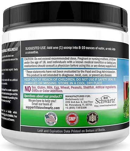 BIOSCHWARTZ ORGANIC BEET ROOT POWDER WITH VITAMIN C ANTIOXIDANT SUPERFOOD BOOSTS ENERGY STAMINA, 30 SERVINGS