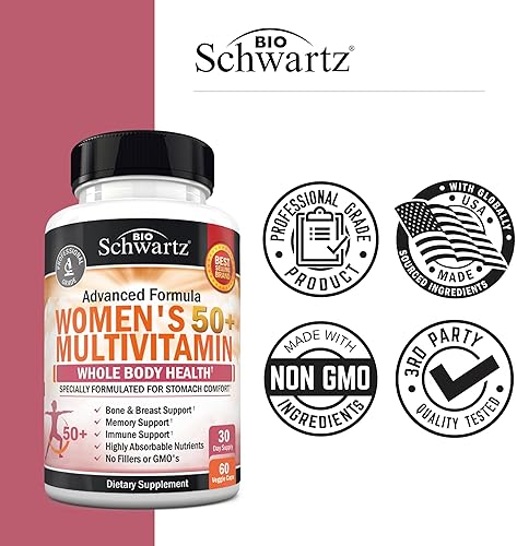 BIOSCHWARTZ DAILY MULTIVITAMIN FOR WOMEN 50 WITH MEMORY, STRESS RELIEF IMMUNE SUPPORT 60 CAPSULES