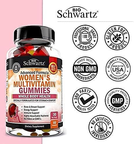 BIOSCHWARTZ WOMENS MULTIVITAMIN GUMMIES WITH VITAMINS A, C, B6, B12, D E - IMMUNE ENERGY SUPPORT, 60 CT